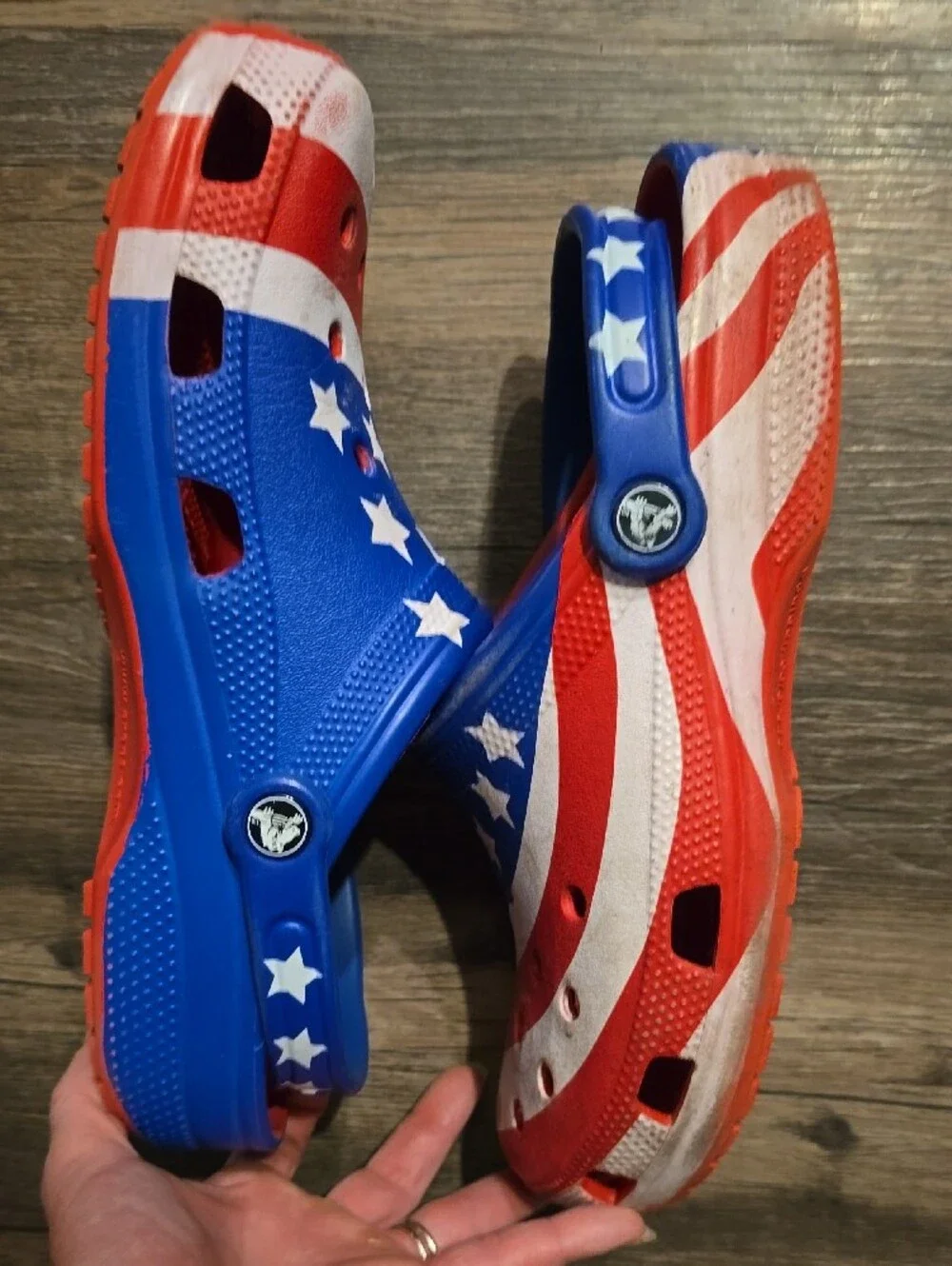 CROCS Men's Patriotic Star & Stripe Clog Sandals in Red, White & Blue